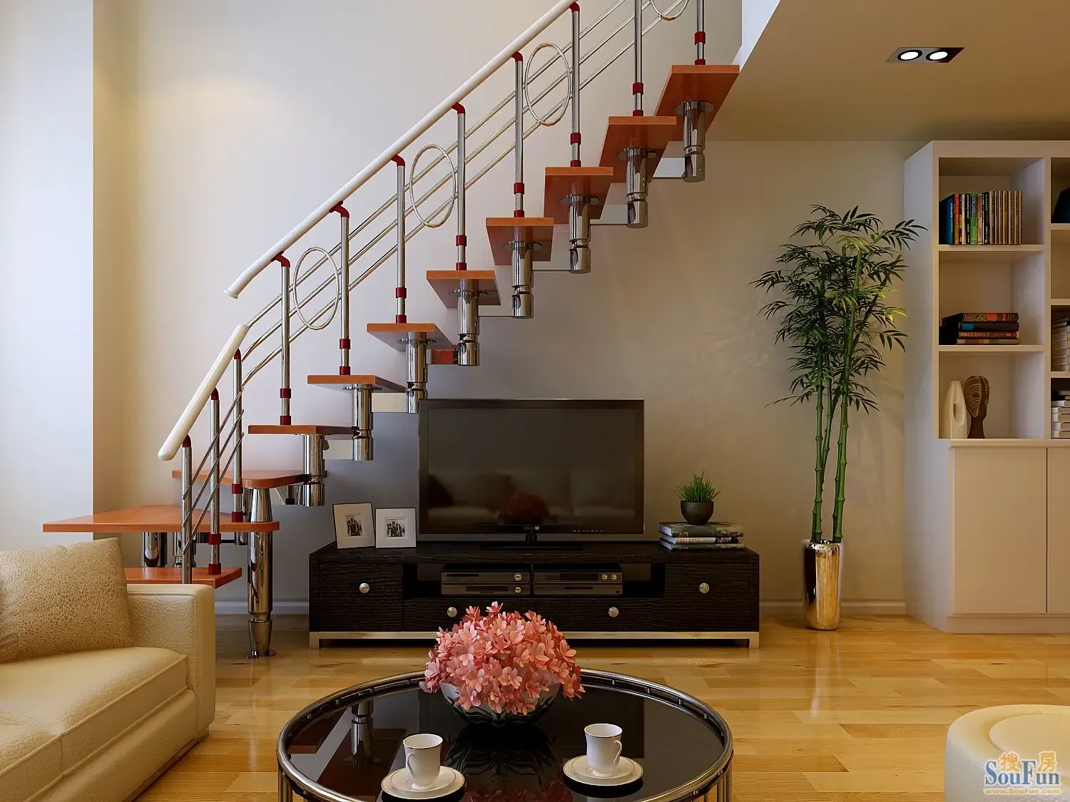 龙港公寓-跃层-68㎡-客厅装修效果图