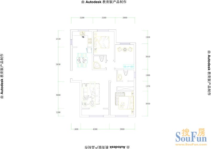 金地紫云庭-混合型风格-三居室