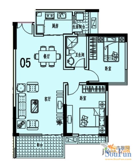 中天会展城-现代简约-二居室