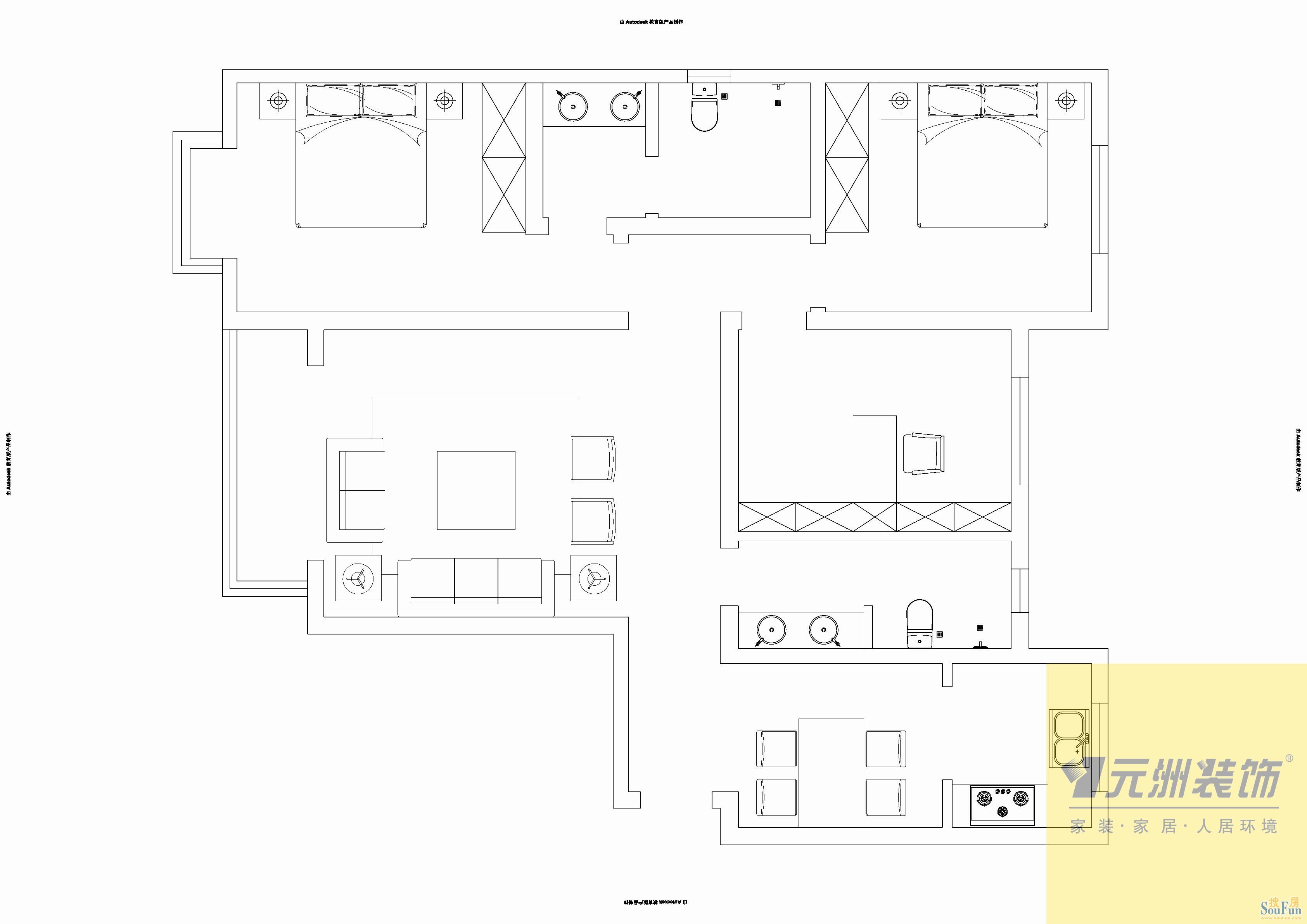 棕榈湾-混合型风格-三居室