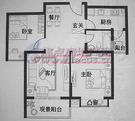 鸿基新城-现代简约-一居室