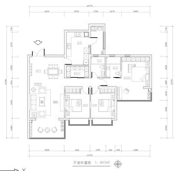 时代晶科名苑-混合型风格-三居室