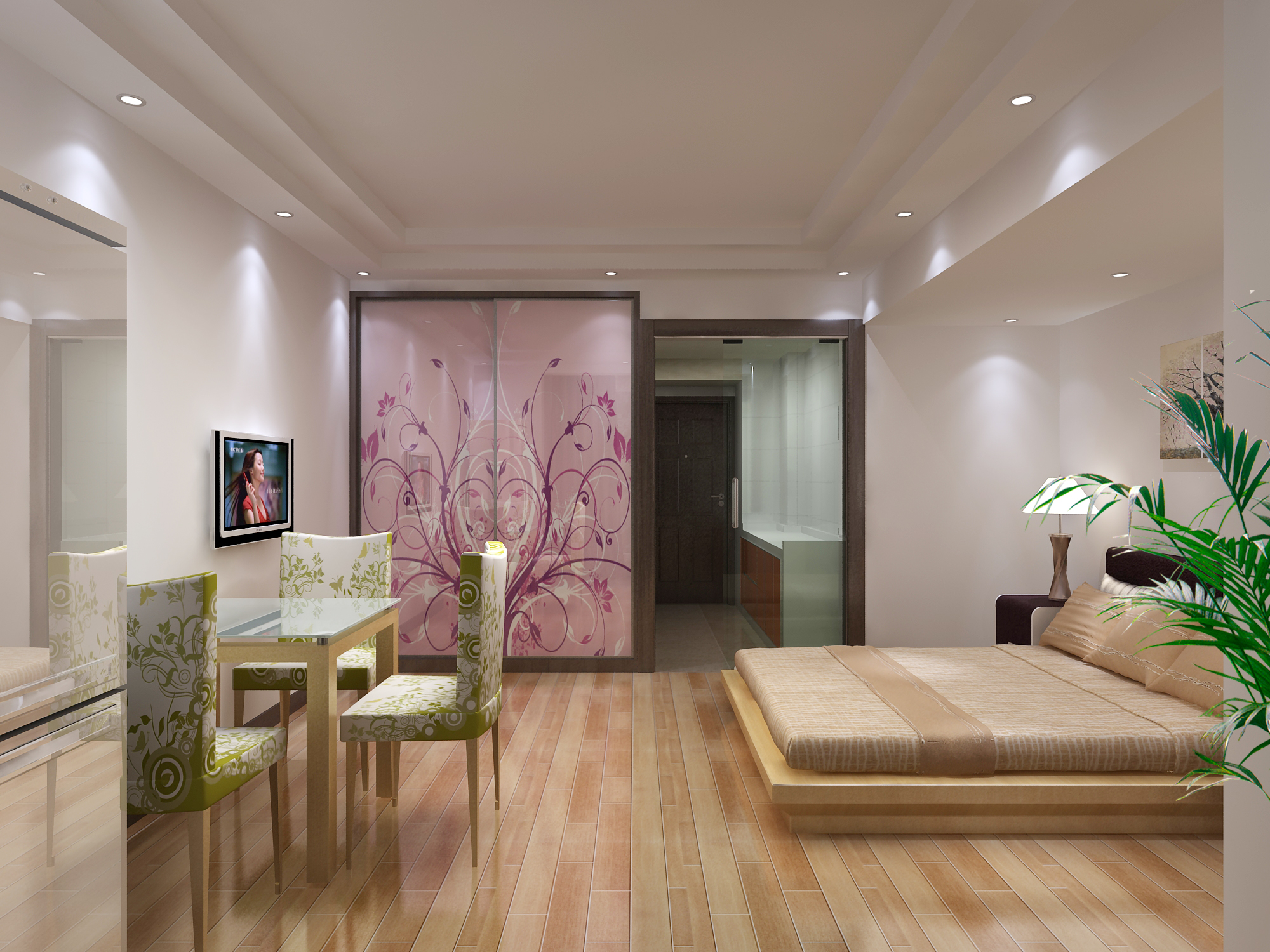 现代简约一居室50平米4万 世茂新界装修案例 北京房天下家居装修网 