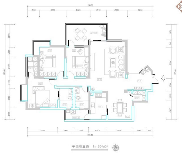 百仁安盛-北欧风格-三居室