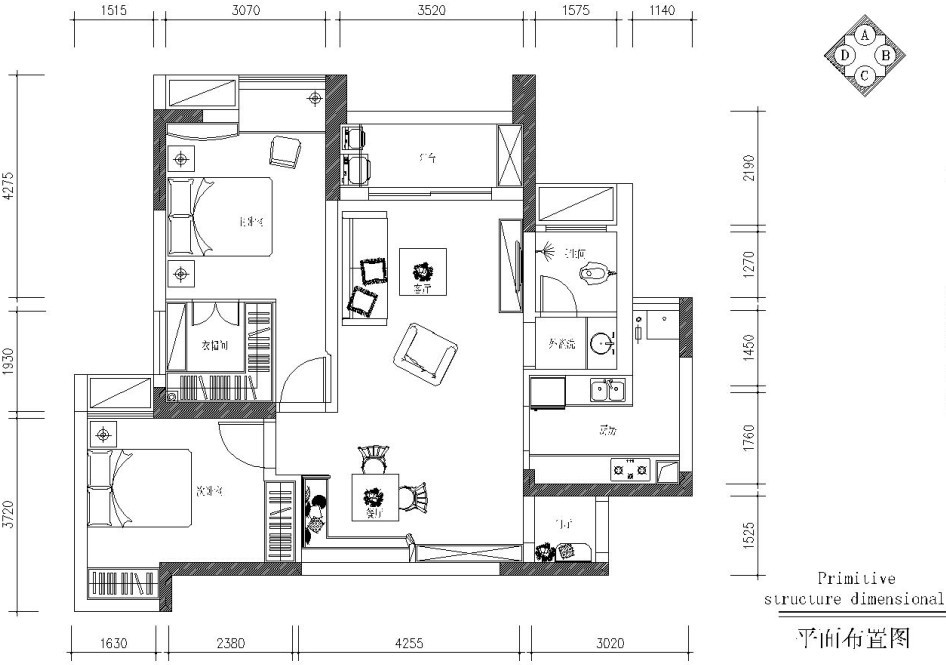 东原D7区-混合型风格-二居室
