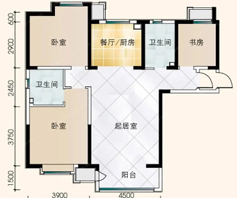 现代简约二居室127平米6.