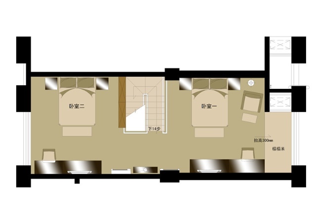 南通五星级宾馆套房设计方案之四-现代中式-一居室