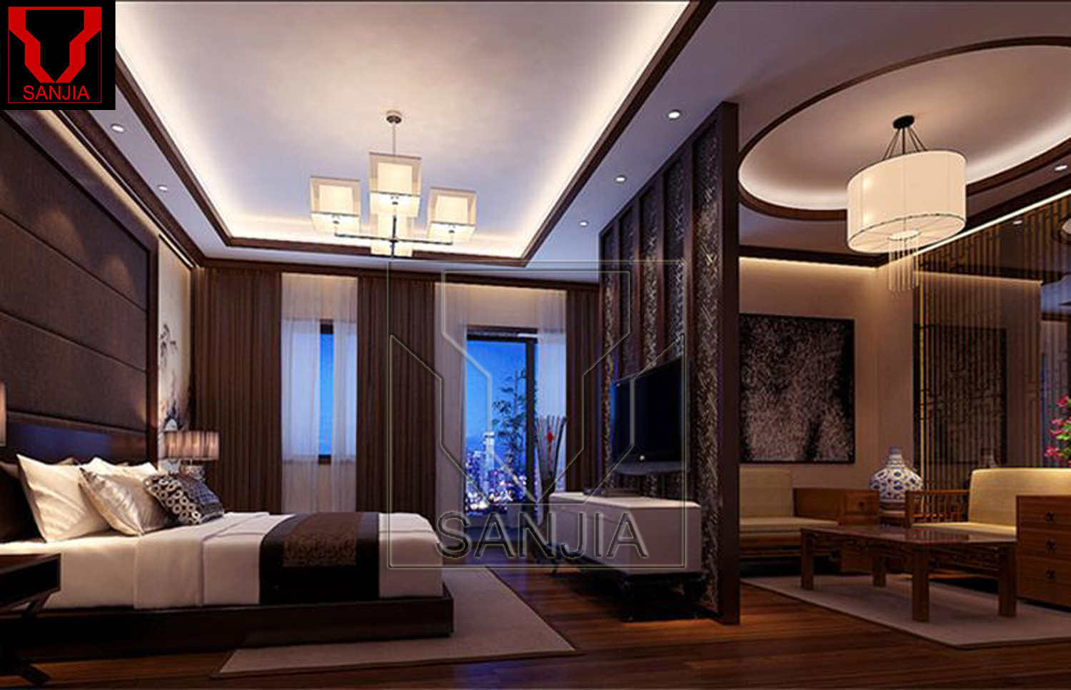 鸿威海怡湾-中式古典纯设计-三居室