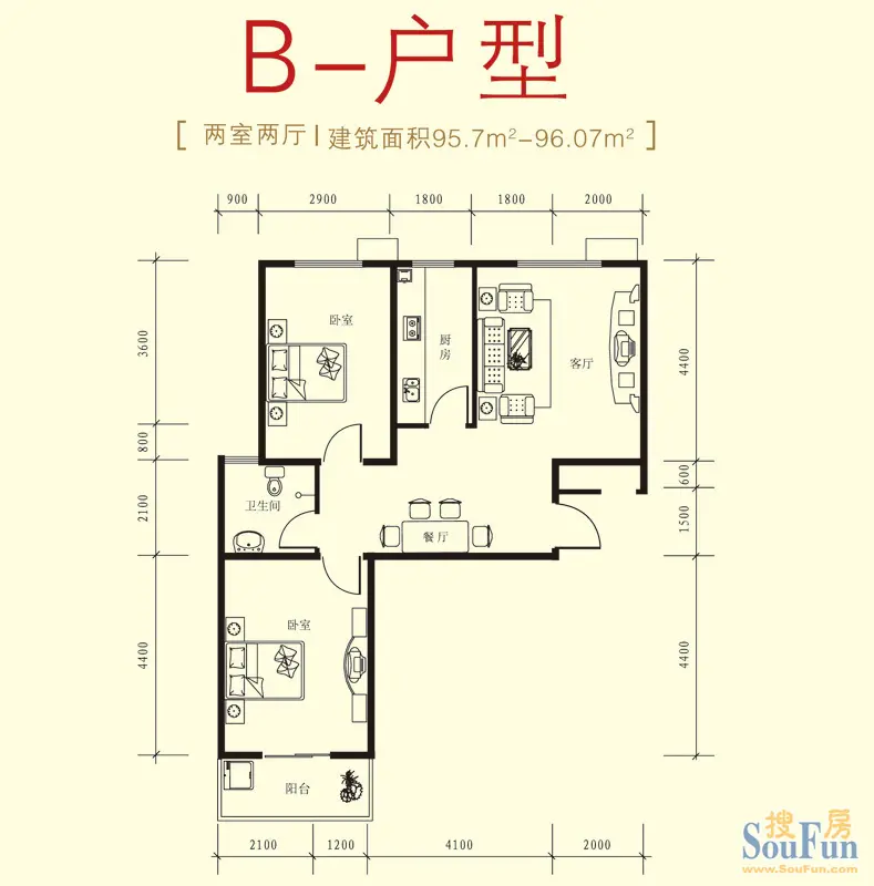 华林国际-现代简约-二居室