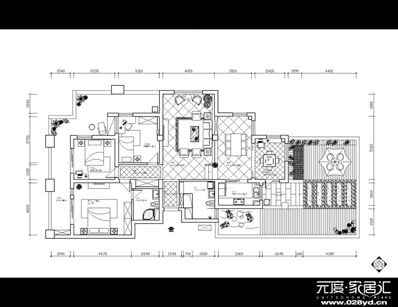 东山国际新城别墅-田园风格-五居室