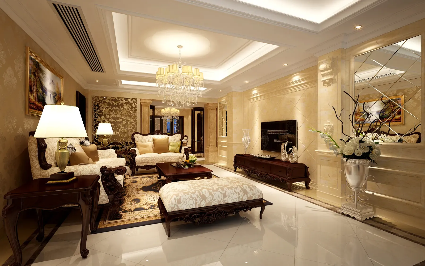 欧美风情三居室167平米48万_维科上院装修案例-西安房天下家居装修网