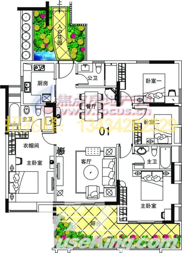 元邦明月园-现代简约-四居室