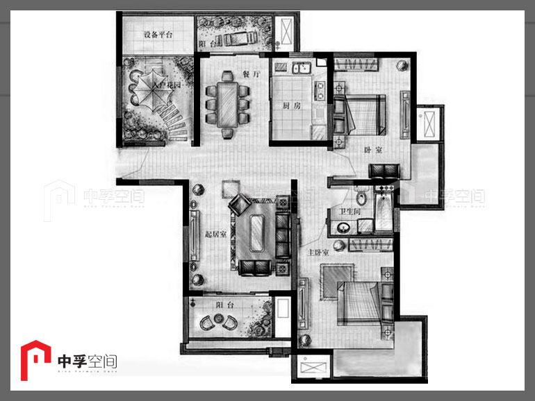 上海三湘海尚-后现代风格-二居室