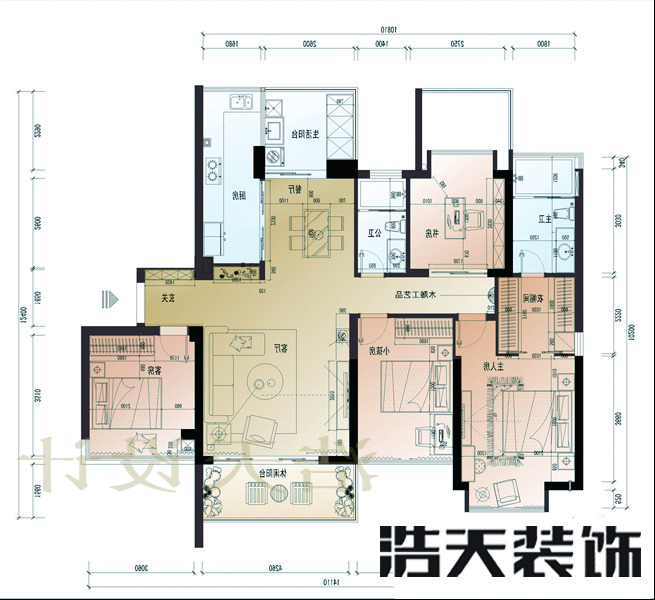 皇庭港湾-现代简约-四居室