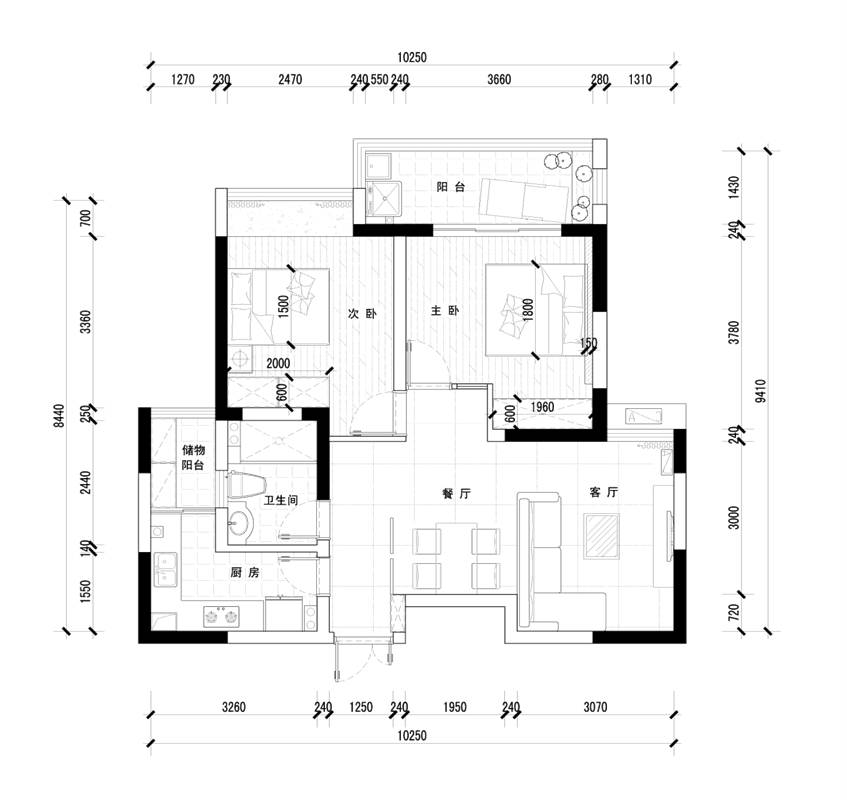 融科玖玖城-混合型风格-二居室