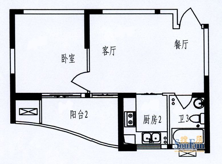 奕翔国际公寓-混合型风格-一居室