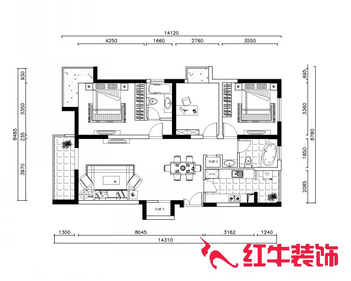 金陵尚府-欧美风情-三居室