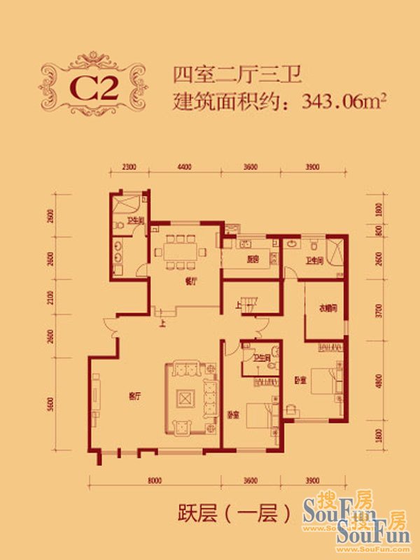 天海誉天下-中式古典-四居室