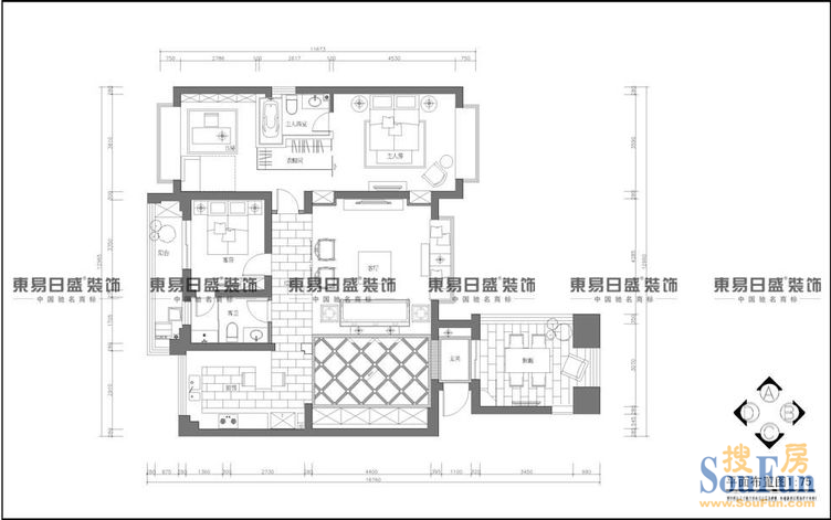 藏珑湖上国际社区-中式古典-四居室