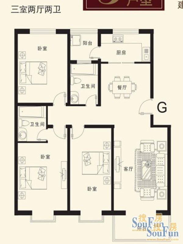 龙云家园-现代中式-三居室