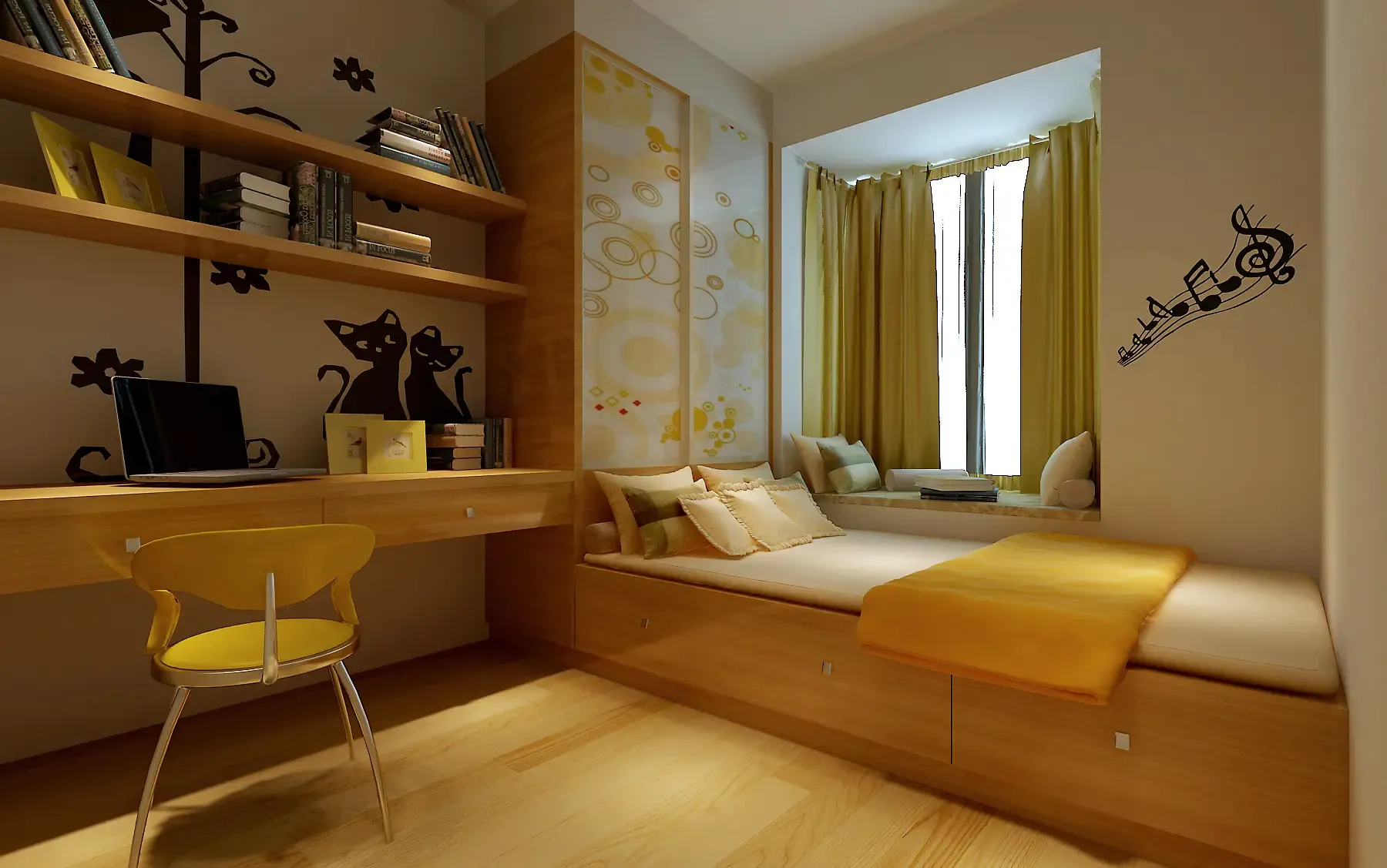 2套全包6万下小户型装修参考 飘窗区变卧室巧设计