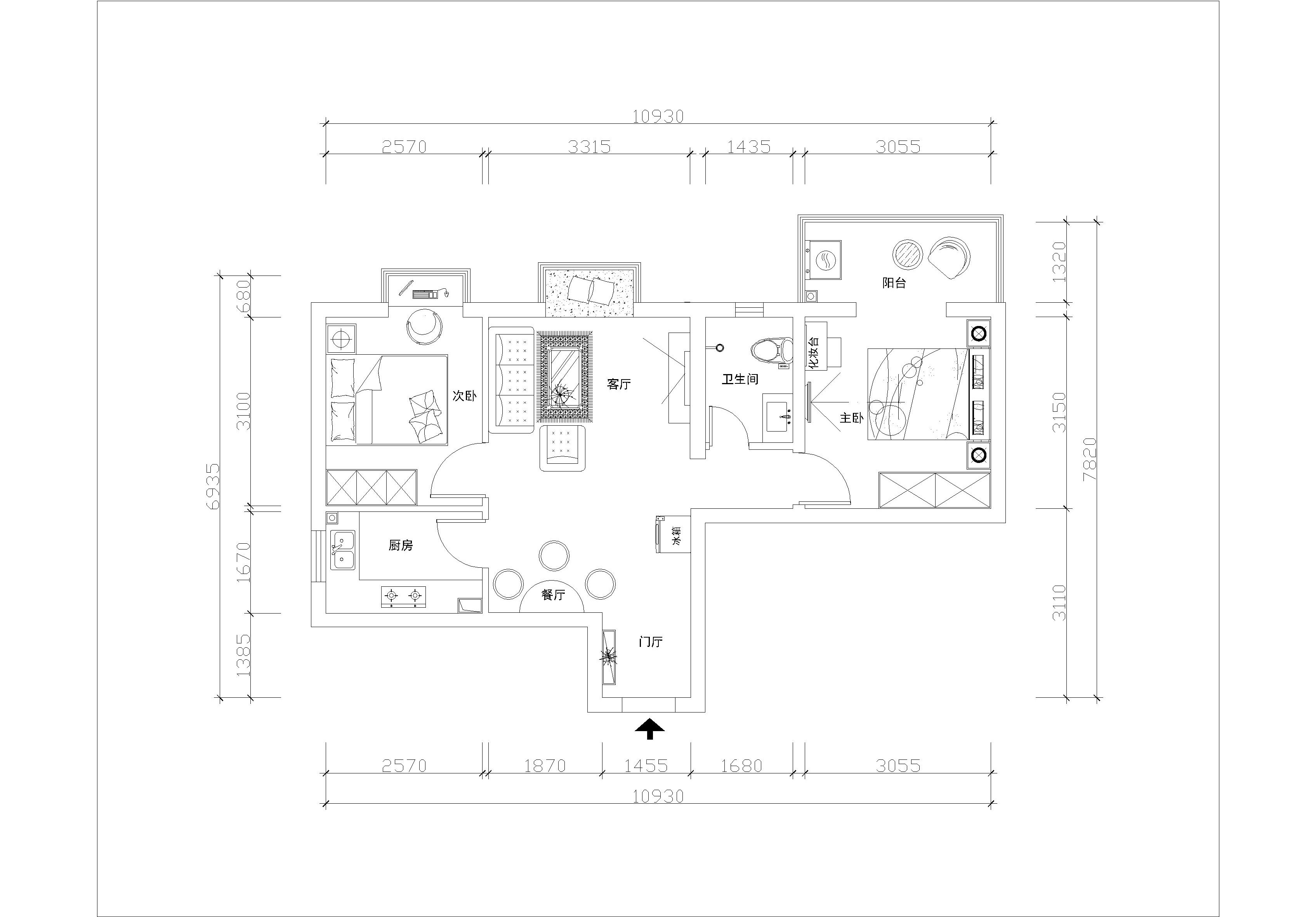 蓝山公馆-二居室-91.00平米-装修设计