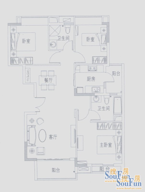 广州亚运城-现代简约-三居室