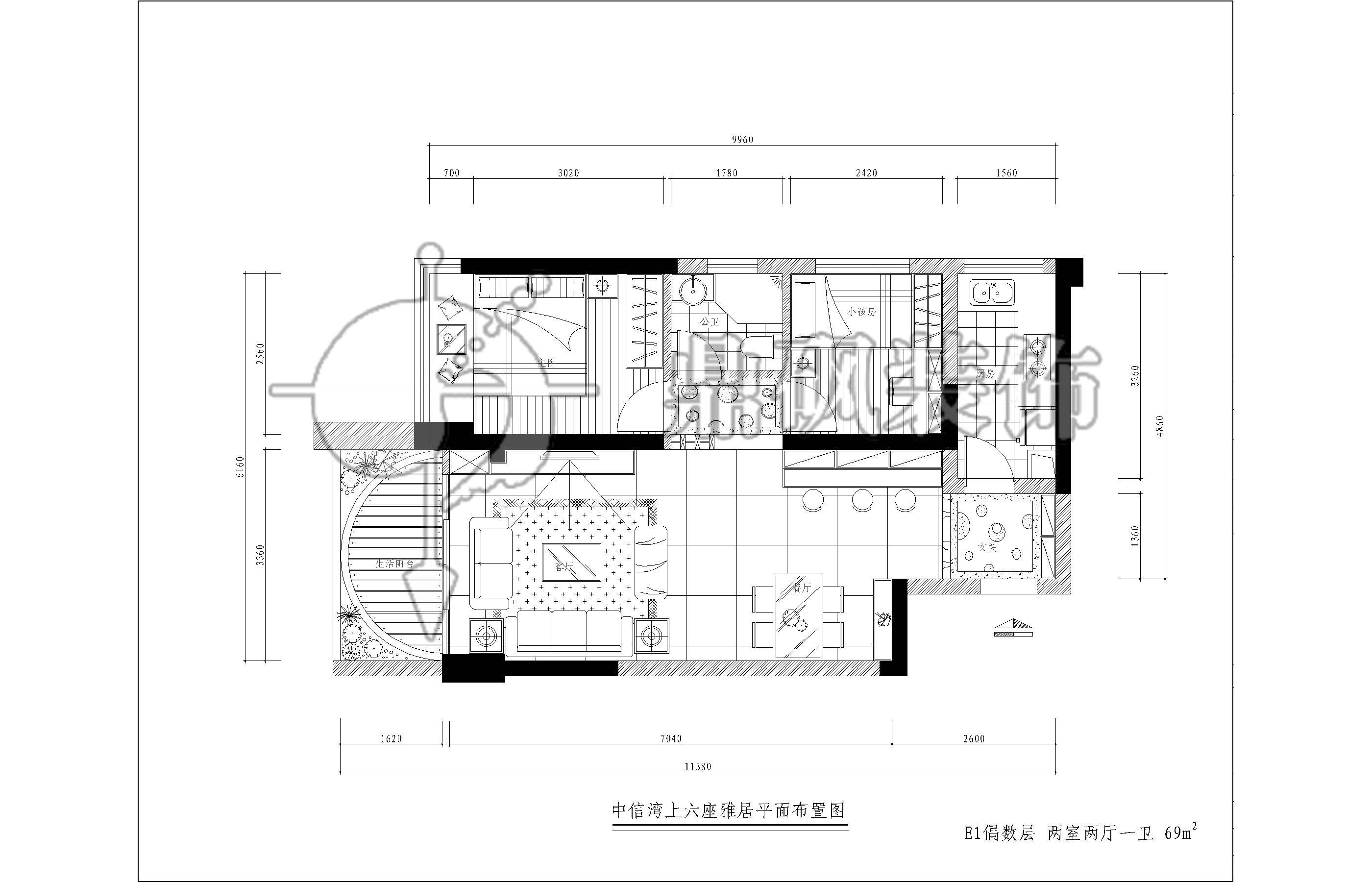 中信湾上六座-现代简约-二居室