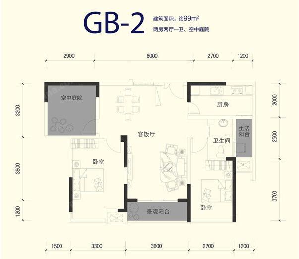 通用时代国际社区-现代简约-二居室