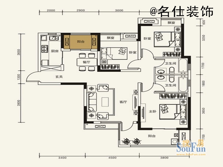 保利公园九里-现代简约-三居室