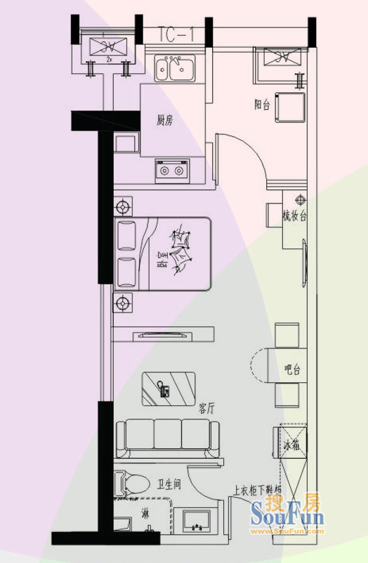 安粮城市广场-现代简约-一居室