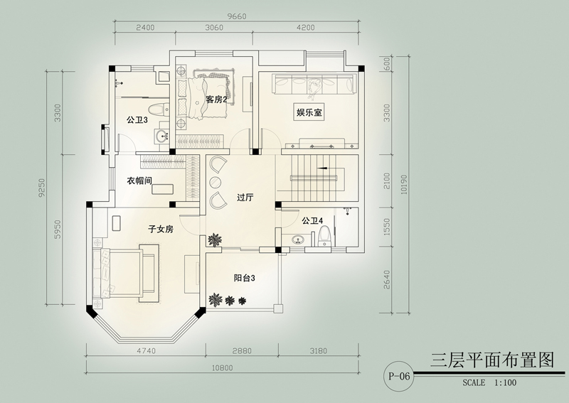 万科四季花城别墅-中式古典-五居室