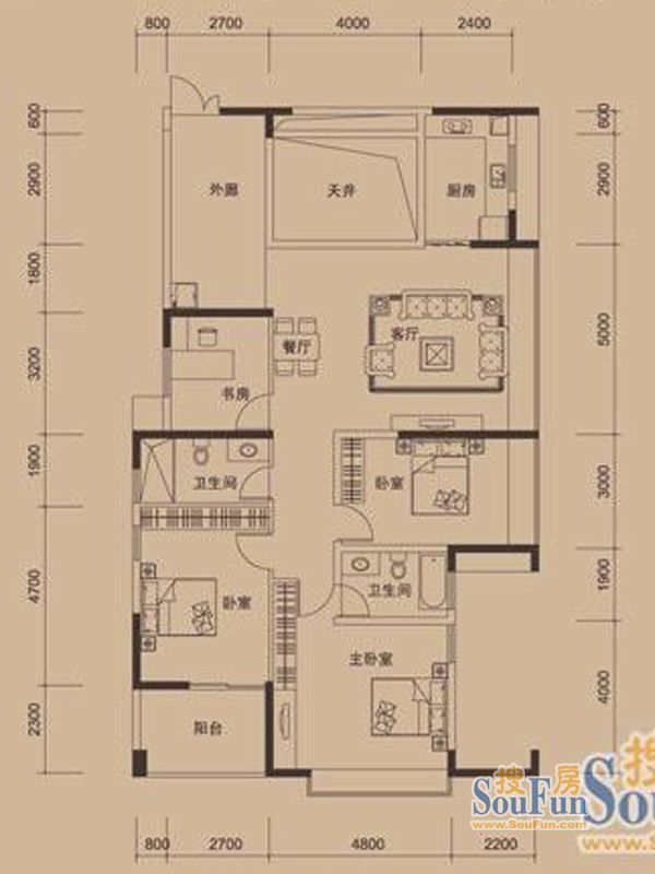 君汇新天-中式古典-四居室