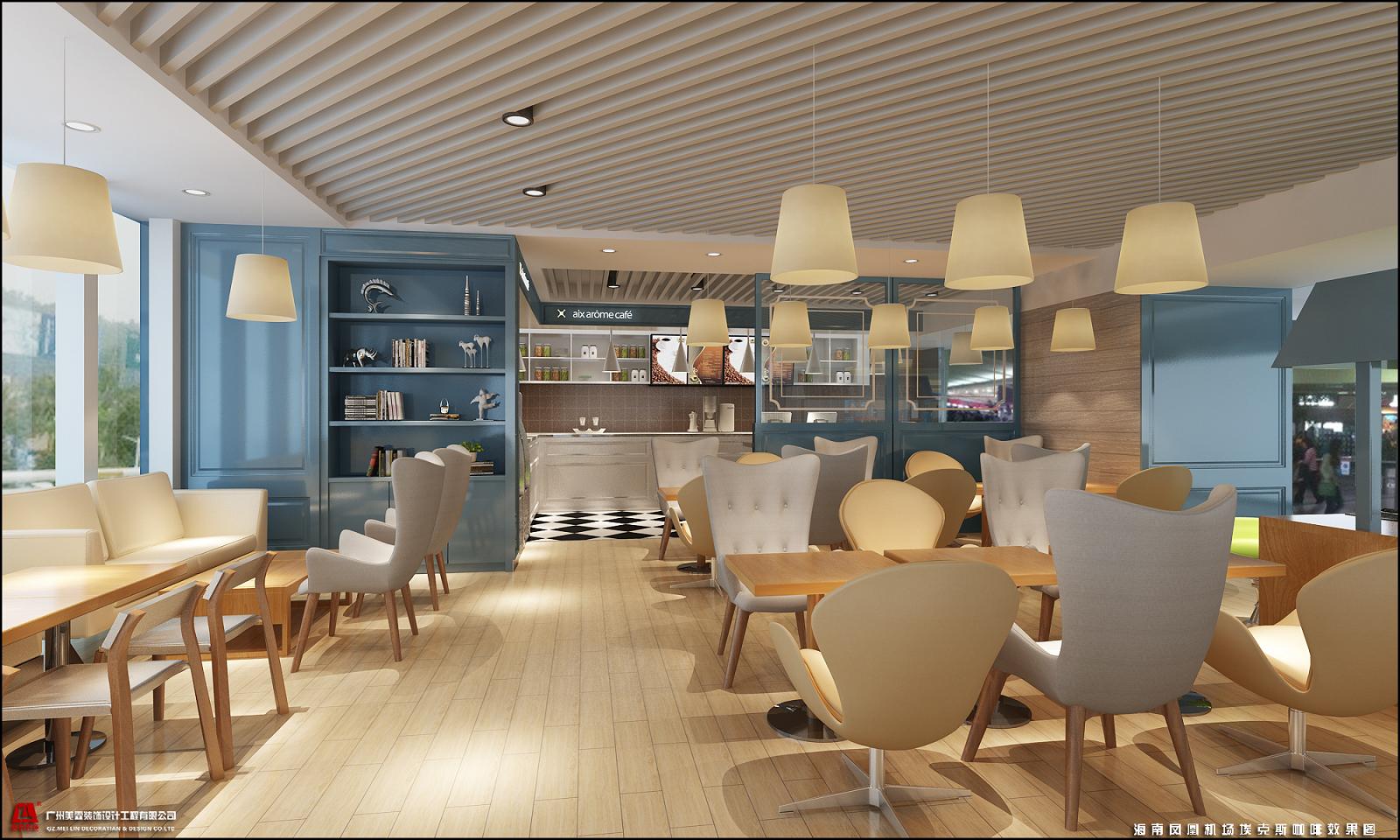 海南凤凰机场埃克斯咖啡厅-混合型风格-一居室