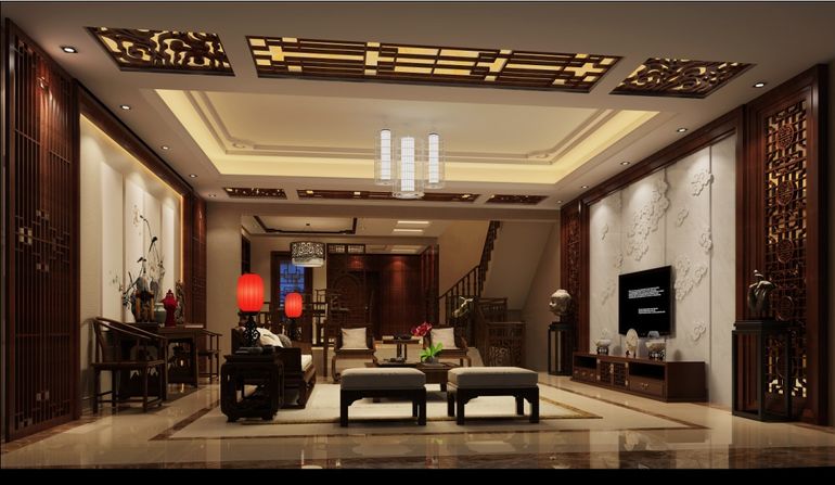 印月·翠谷-中式风格-六居室
