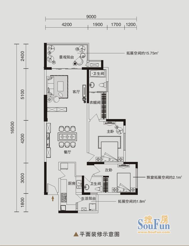 聚丰江山天下-现代简约-二居室