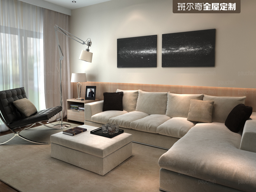 上海金兰苑90平方二居室现代简约风格家具案例