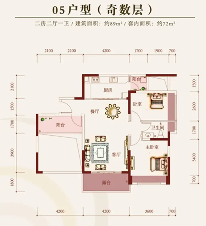 瑞泽佳园-二居室-89.00平米-装修设计
