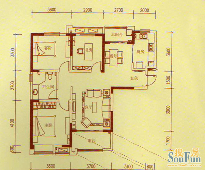 华润橡树湾-中式风格-三居室