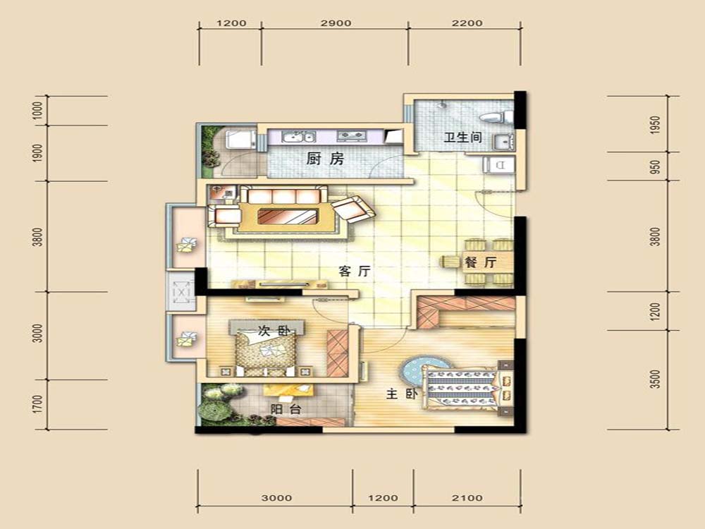 光华国际-田园风格-二居室