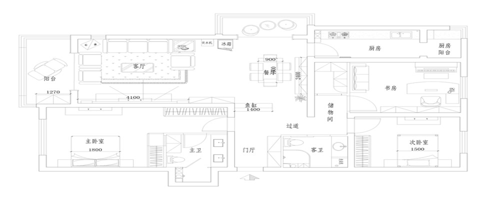 华盛达阅城-欧美风情-三居室