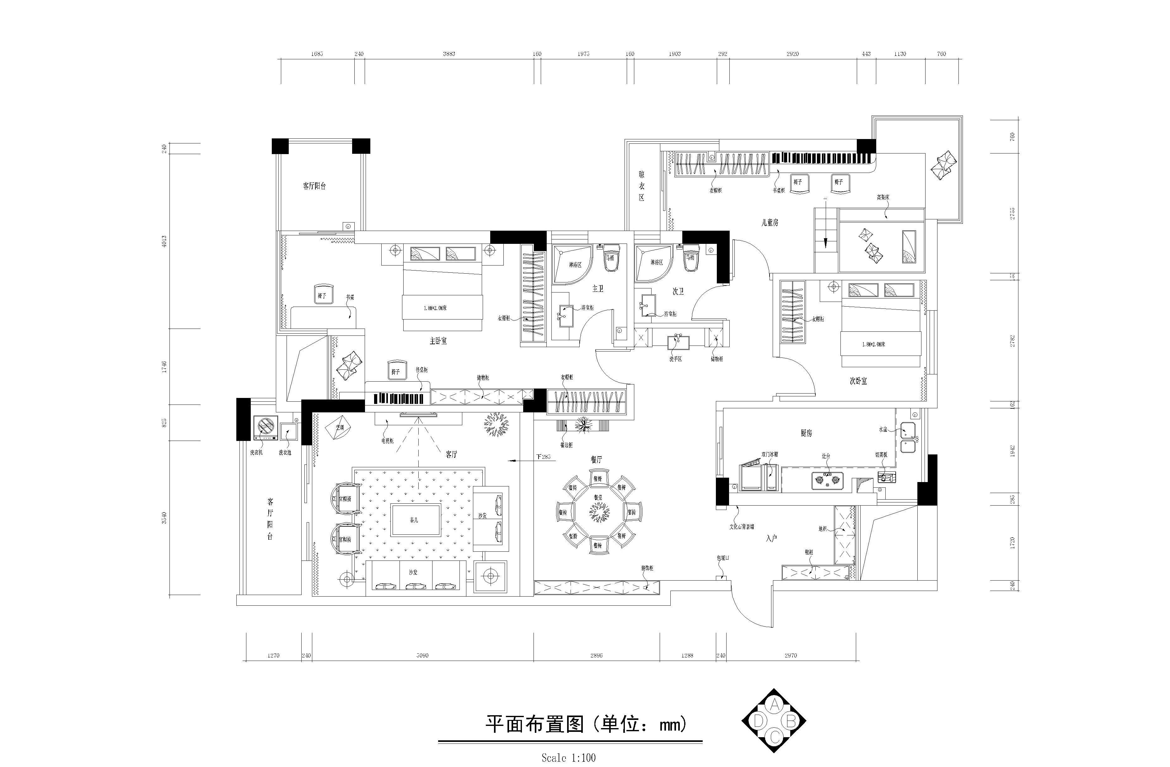 设计后的平面布置图,合理的布局,更加充分了利用空间