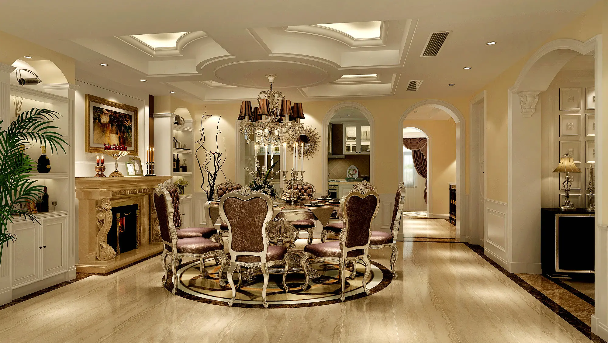 欧美风情四居室装修效果图236平米58万欧美风情四居室装修案例大全