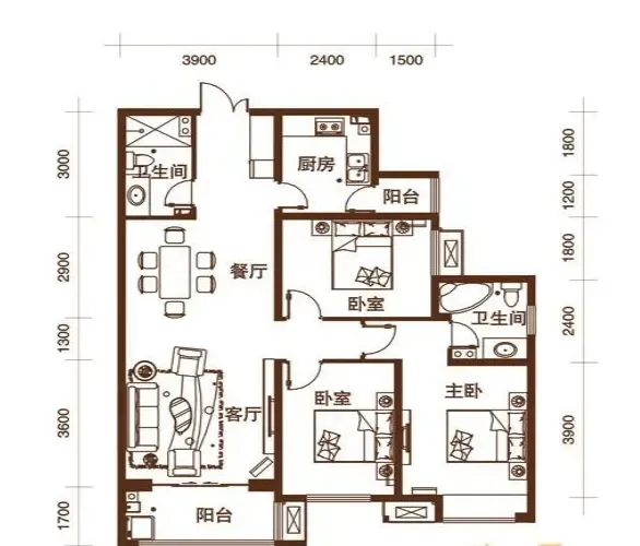 阳光台365-现代简约-三居室
