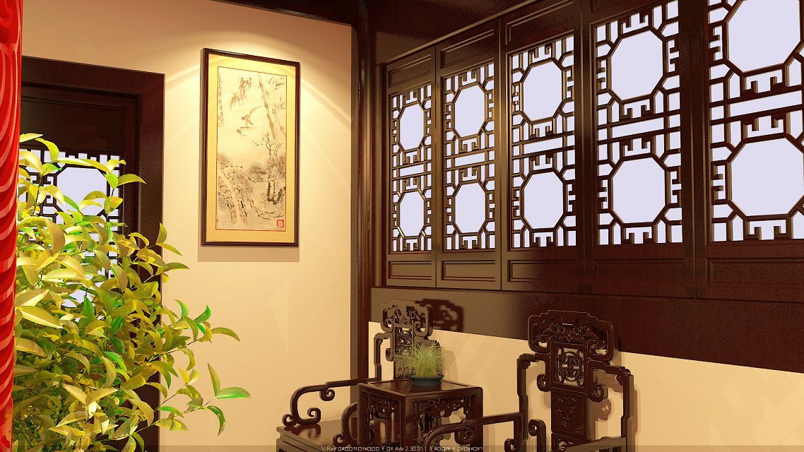 兴隆珠江湾畔-中式古典-六居室