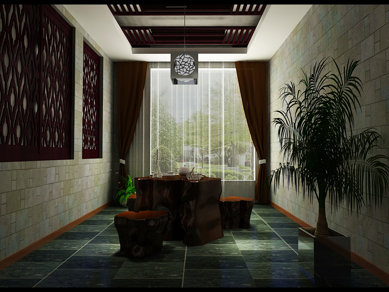 华地紫园-中式风格-三居室