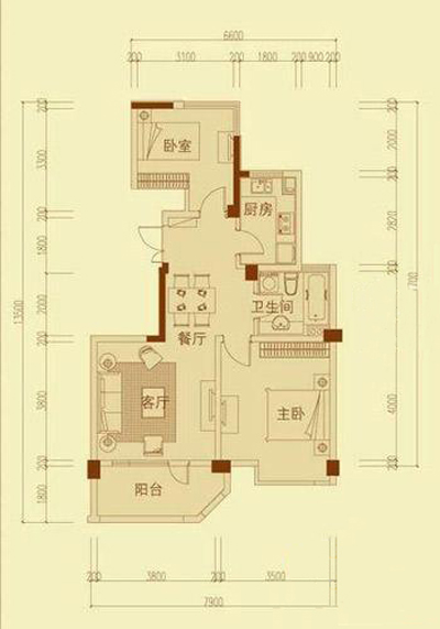 绿城丽江公寓-新古典风格-二居室
