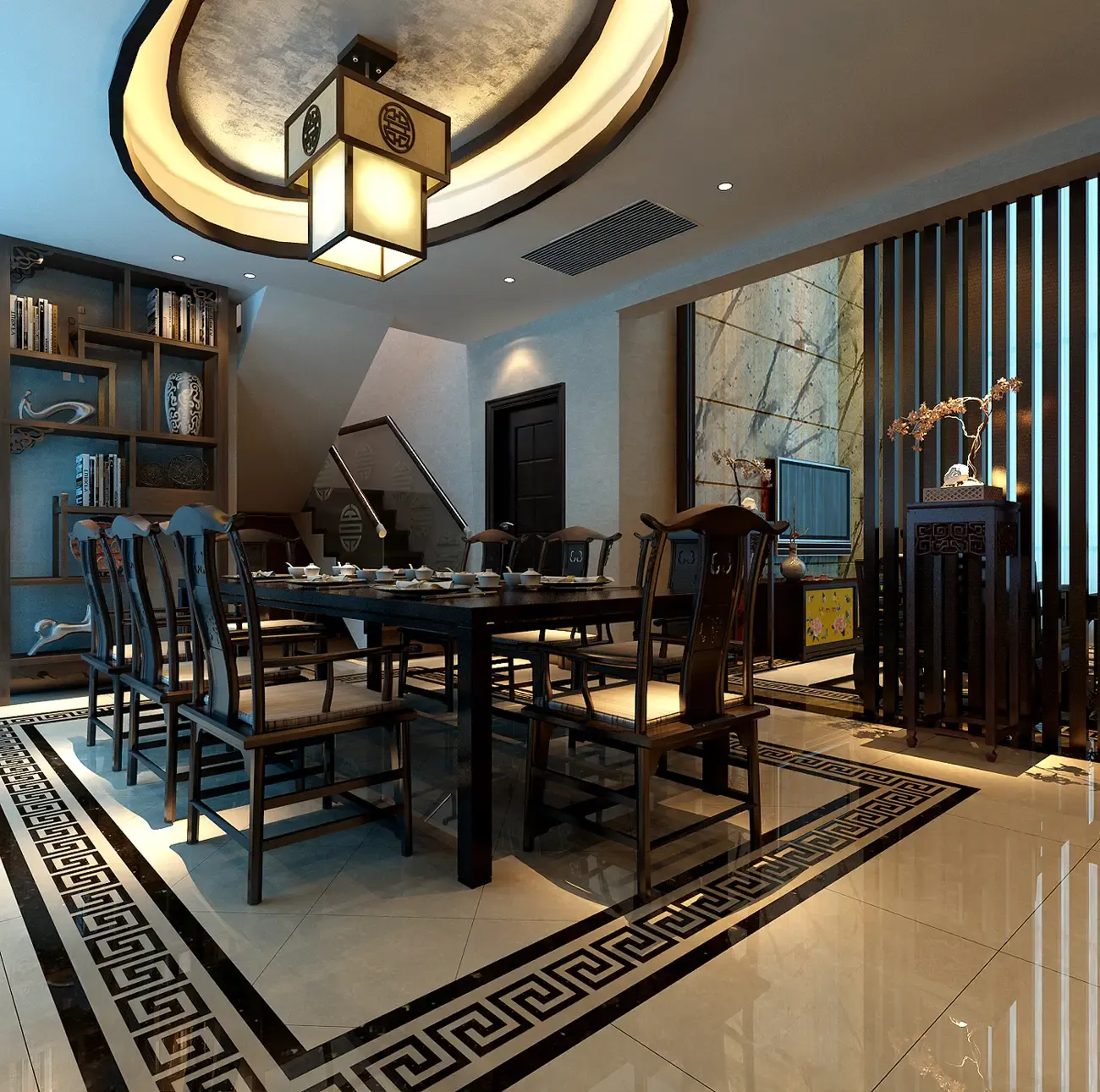 中式风格五居室383平米150万-永新秀郡装修案例-苏州房天下家居装修网