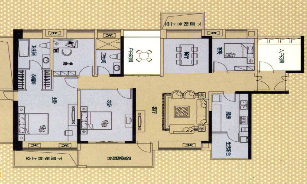 阳光天健城现代简约六居室以上