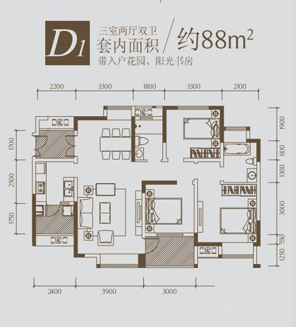 华润中央公园-现代简约-三居室